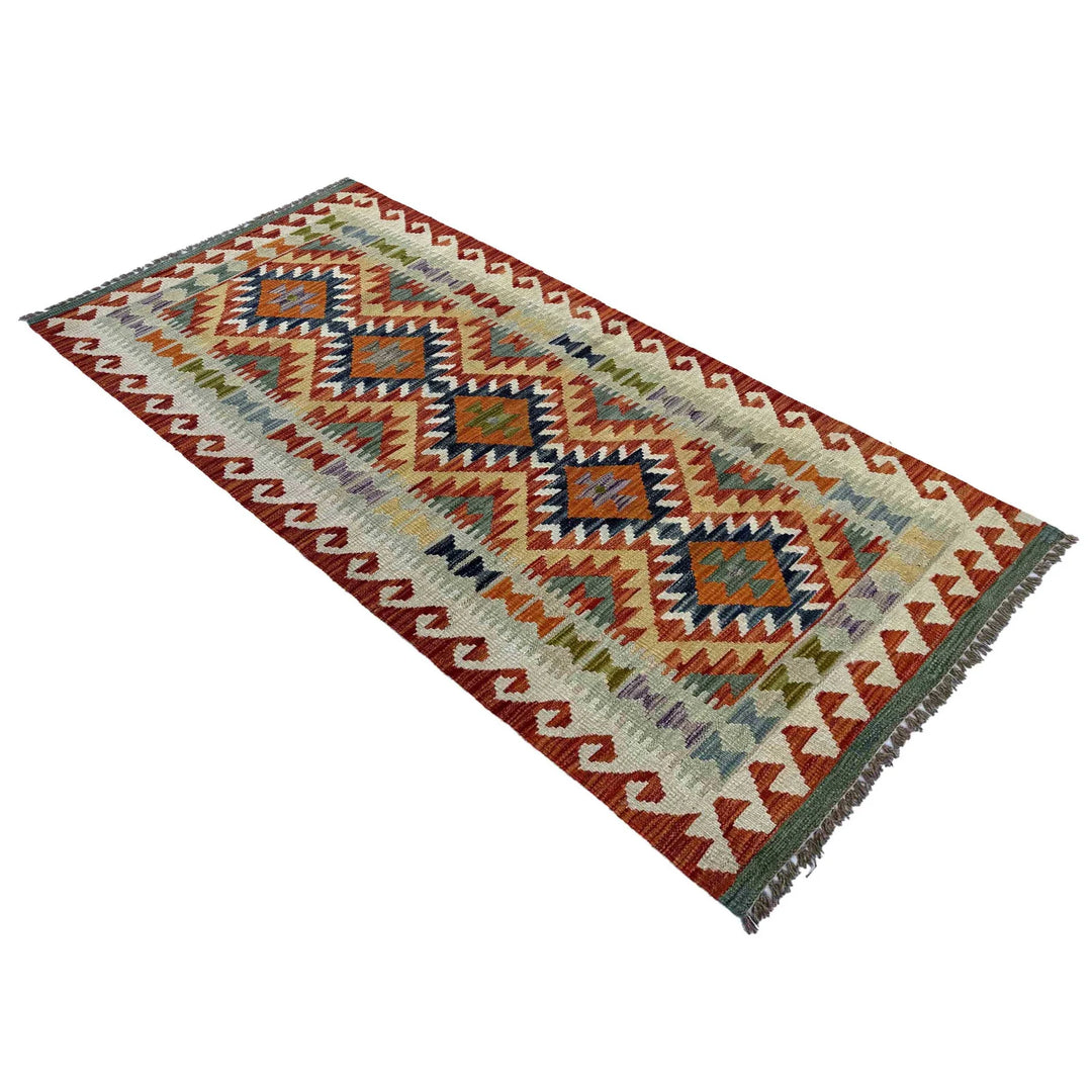 Afghan Vegetable Kilim Rug 2' 9" x 6' 5" Flat-Weave | No. AL23216