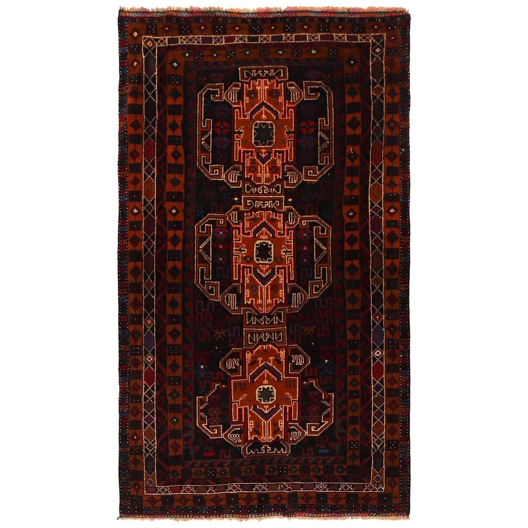 Afghan Baluchi Rug 3' 2" x 5' 7" Hand-Knotted | No. AL23267