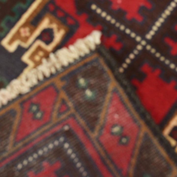 Red Afghan Baluchi Rug 2' 11" x 4' 7" Hand-Knotted | No. AL23299