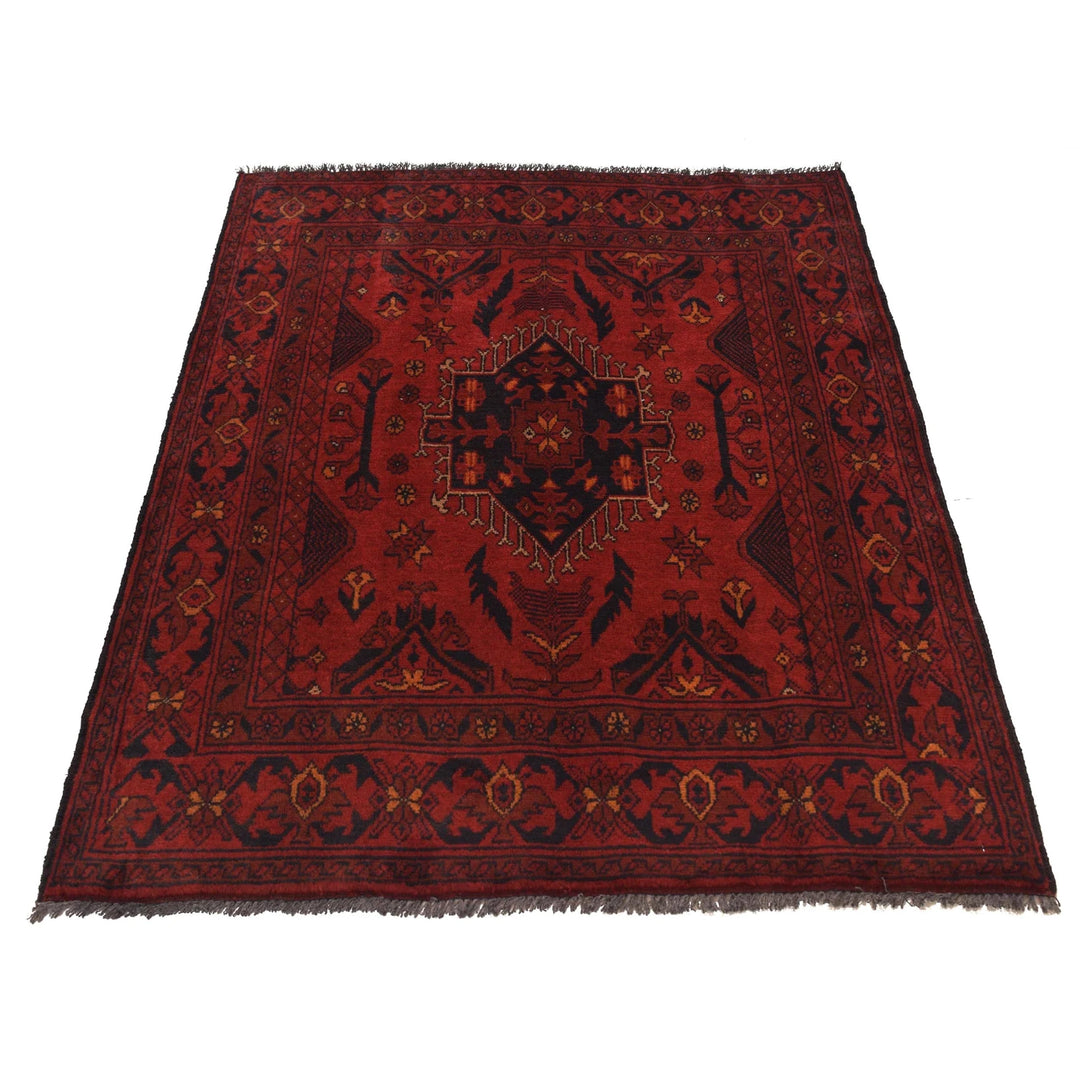 Red Afghan Khal Mohammadi Rug 3' 3" x 4' 8" Hand-Knotted | No. AL23322