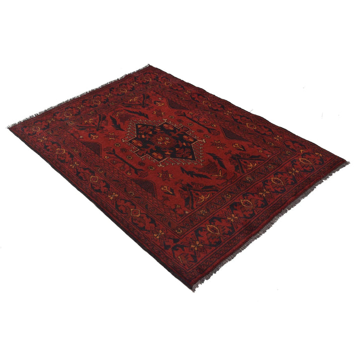 Red Afghan Khal Mohammadi Rug 3' 3" x 4' 8" Hand-Knotted | No. AL23322