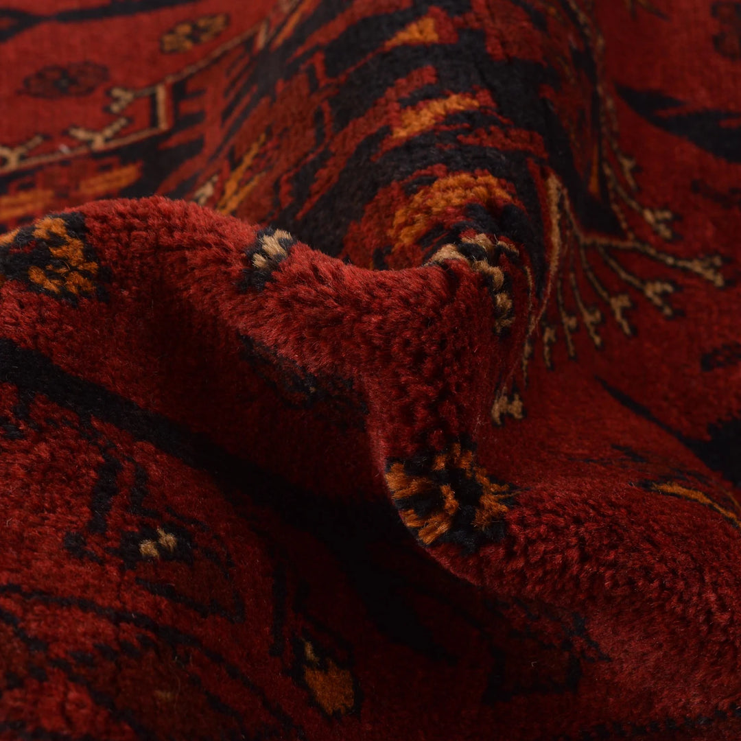 Red Afghan Khal Mohammadi Rug 3' 3" x 4' 8" Hand-Knotted | No. AL23322