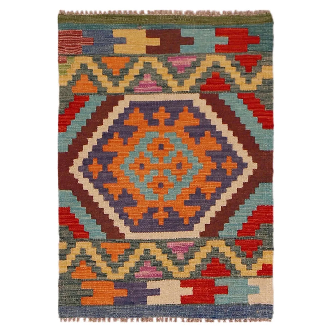 Afghan Chobi Kilim Rug 2' 1" x 3' 0" Flat-Weave | No. AL23336