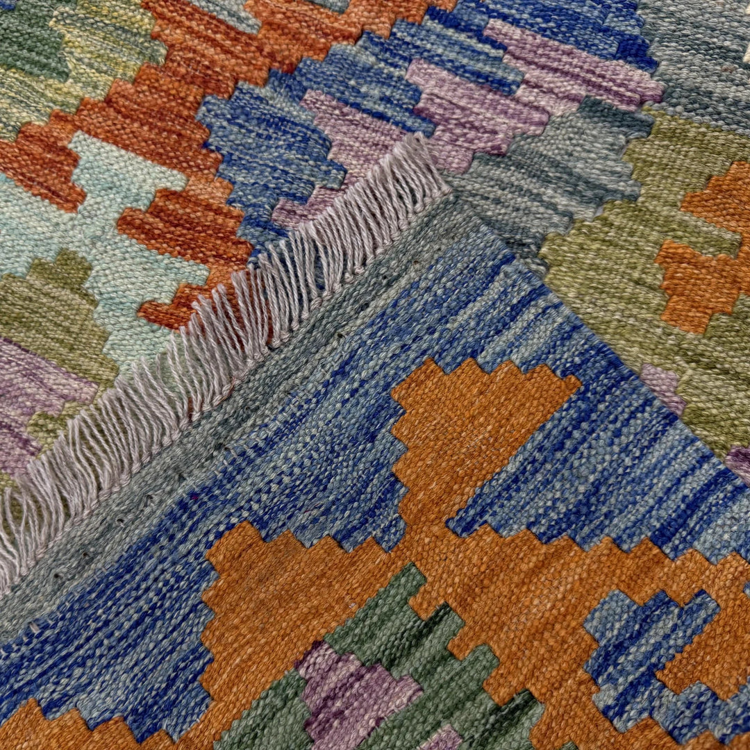 Afghan Vegetable Kilim Rug 5' 8" x 7' 11" Flat-Weave | No. AL234029