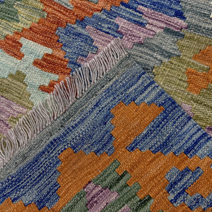 Afghan Vegetable Kilim Rug 5' 8" x 7' 11" Flat-Weave | No. AL234029
