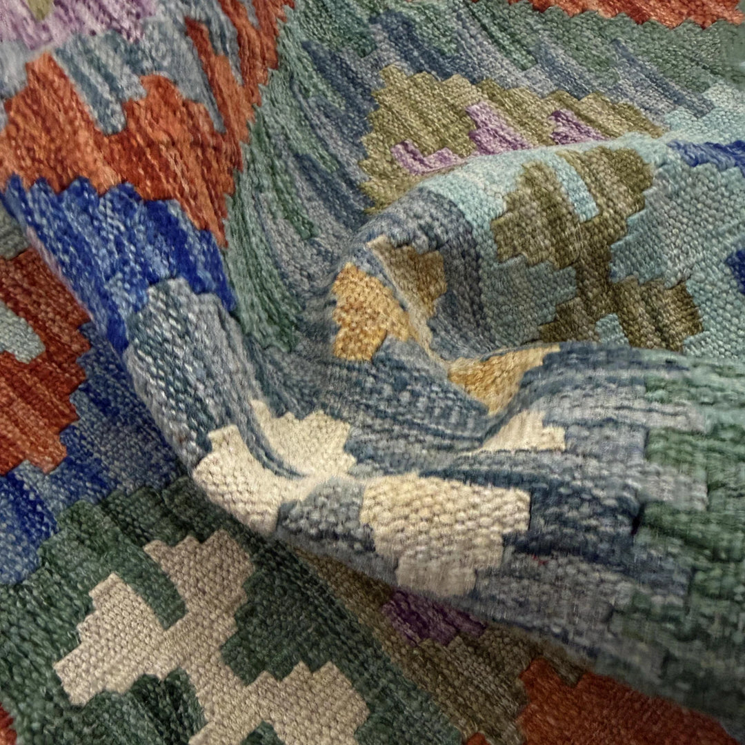 Afghan Vegetable Kilim Rug 5' 8" x 7' 11" Flat-Weave | No. AL234029