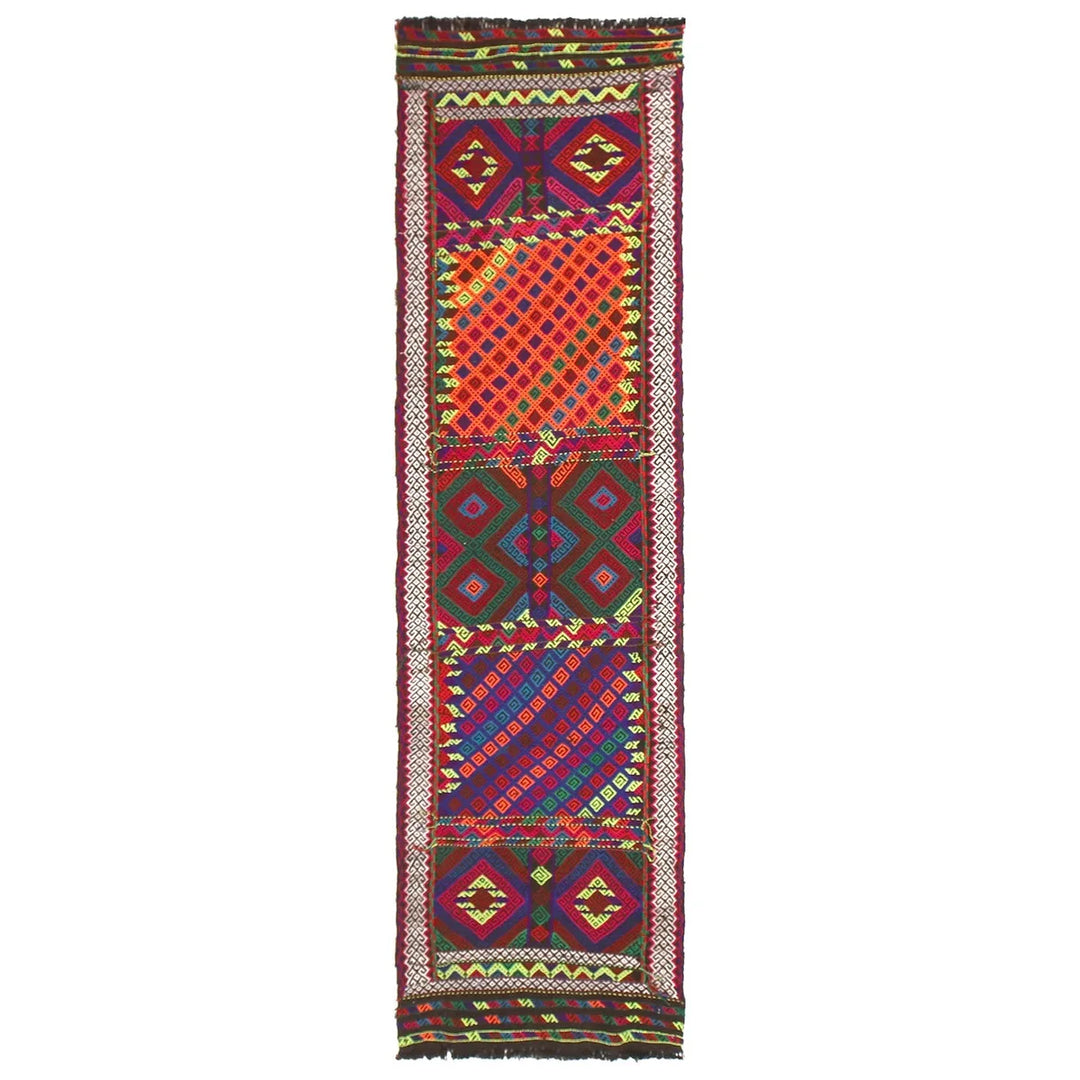 Afghan Suzuni Rug 2' 3" x 8' 5" Flat-Weave | No. AL23424