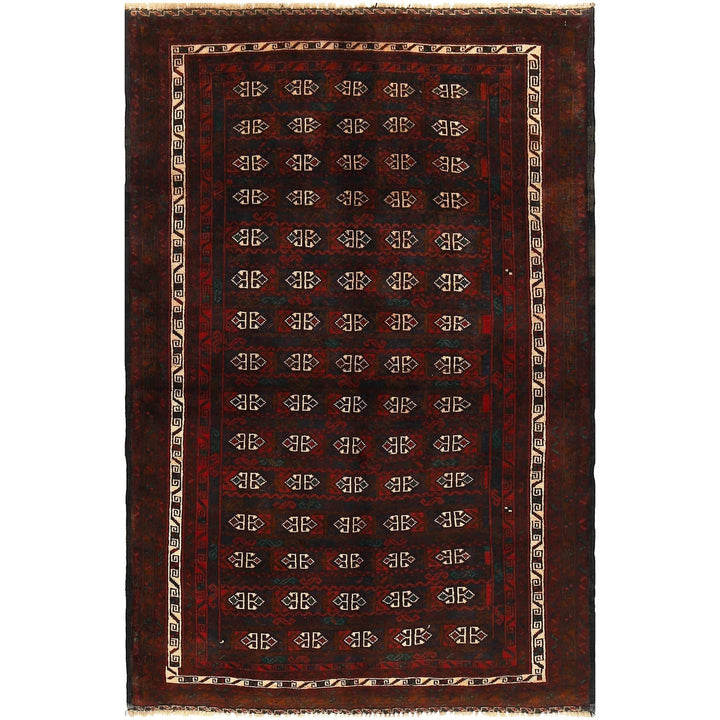 Afghan Baluchi Rug 3' 11" x 6' 1" Hand-Knotted | No. AL23445