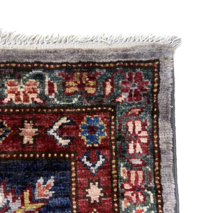 Gray Afghan Kazak Rug 6' 11" x 9' 11" Hand-Knotted | No. AL23479