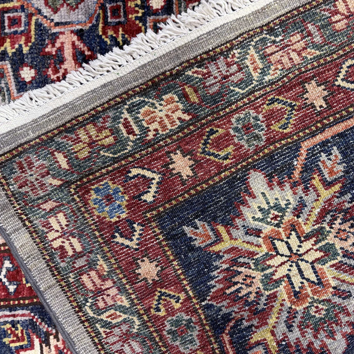 Gray Afghan Kazak Rug 6' 11" x 9' 11" Hand-Knotted | No. AL23479
