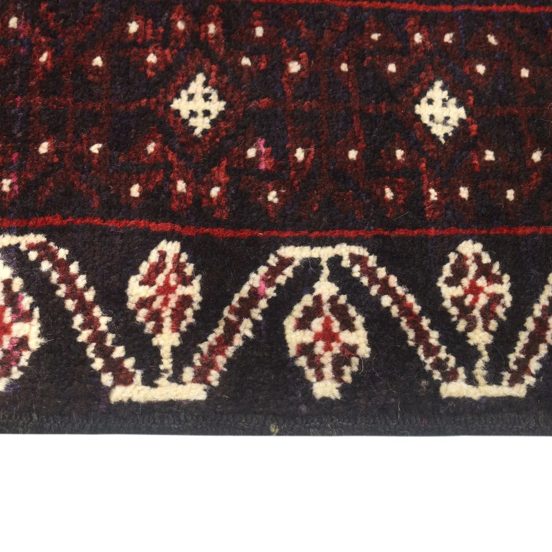 Afghan Baluchi Rug 3' 2" x 4' 11" Hand-Knotted | No. AL23485