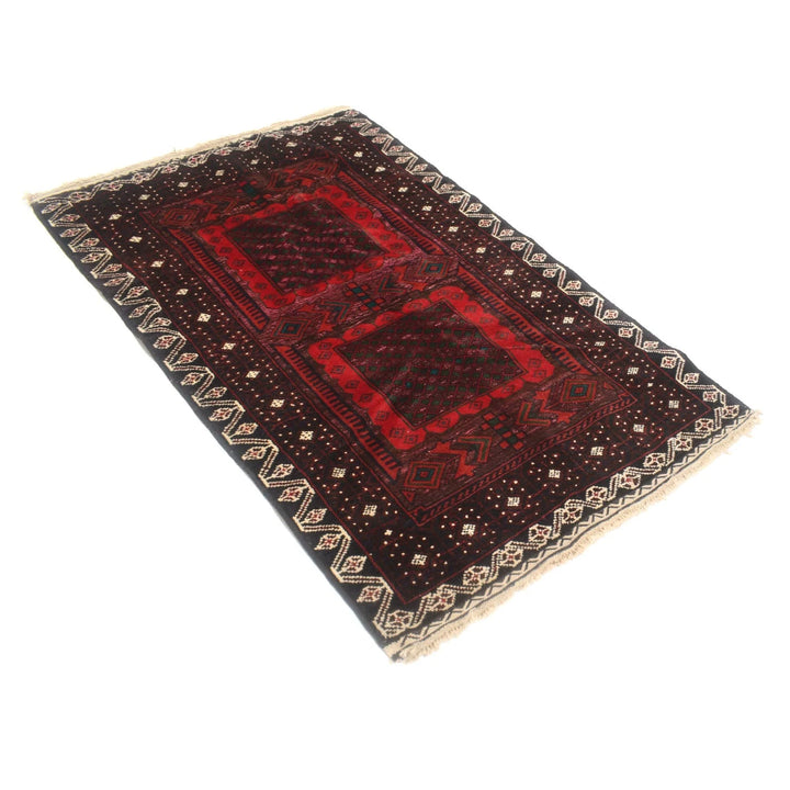 Afghan Baluchi Rug 3' 2" x 4' 11" Hand-Knotted | No. AL23485