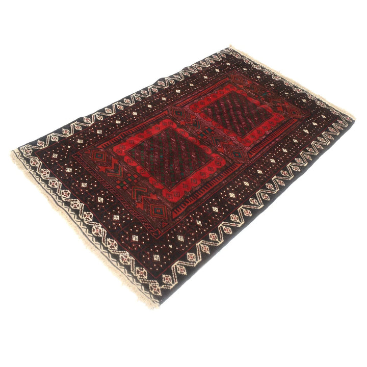 Afghan Baluchi Rug 3' 2" x 4' 11" Hand-Knotted | No. AL23485