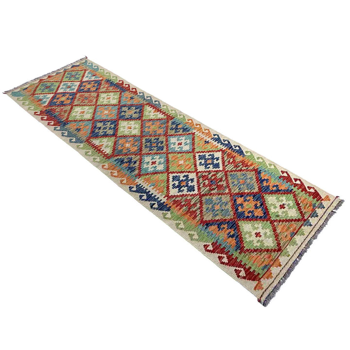 Afghan Vegetable Kilim Rug 2' 9" x 9' 7" Flat-Weave | No. AL23565