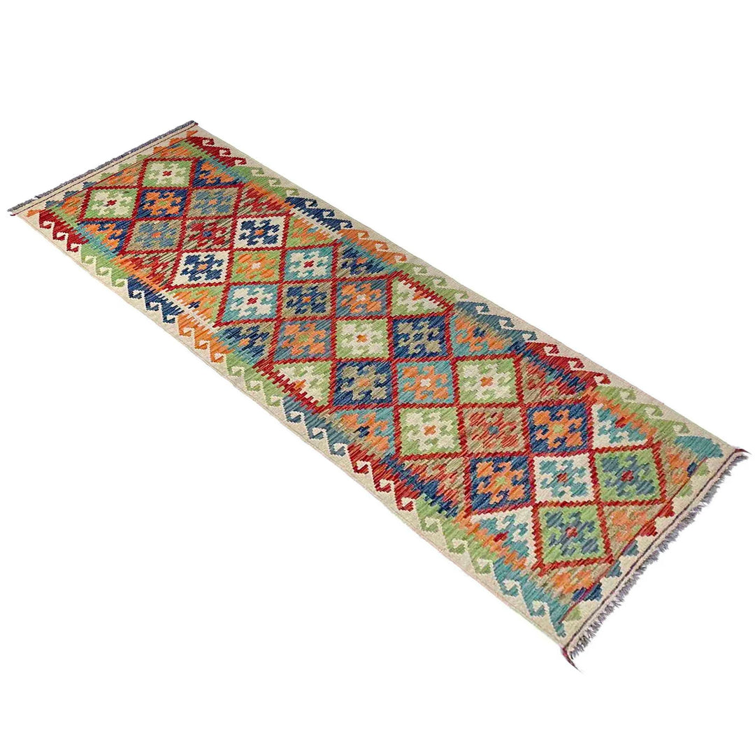 Afghan Vegetable Kilim Rug 2' 9" x 9' 7" Flat-Weave | No. AL23565