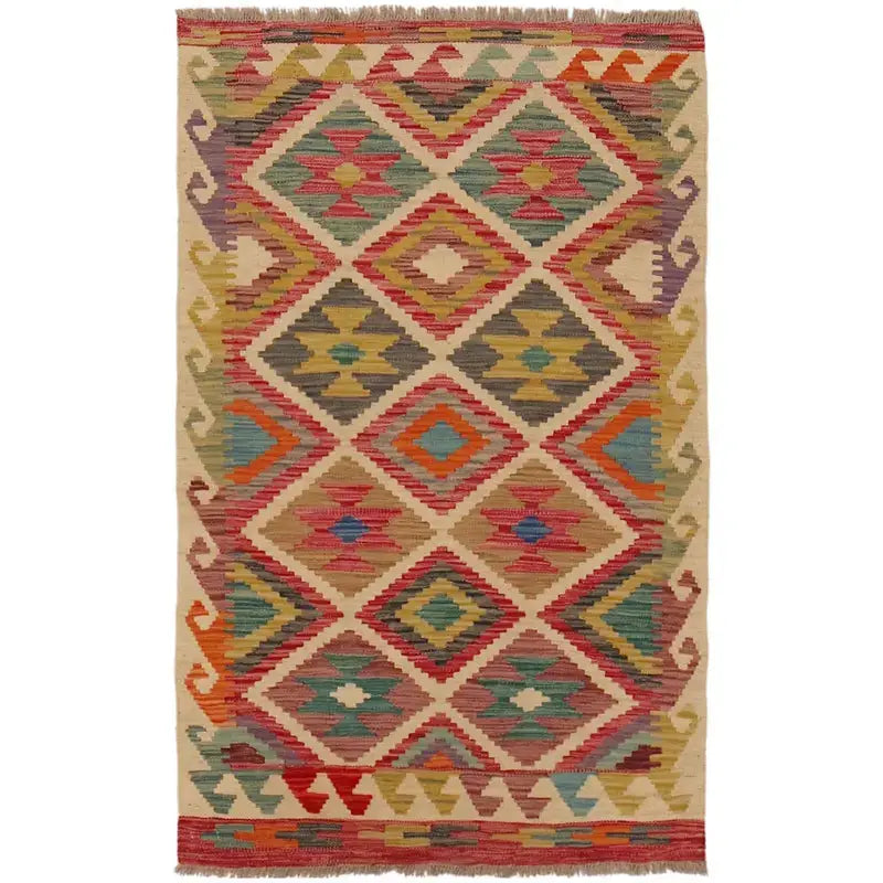 Afghan Kilim Rug 2' 9" x 4' 5" Flat-Weave | No. AL23581
