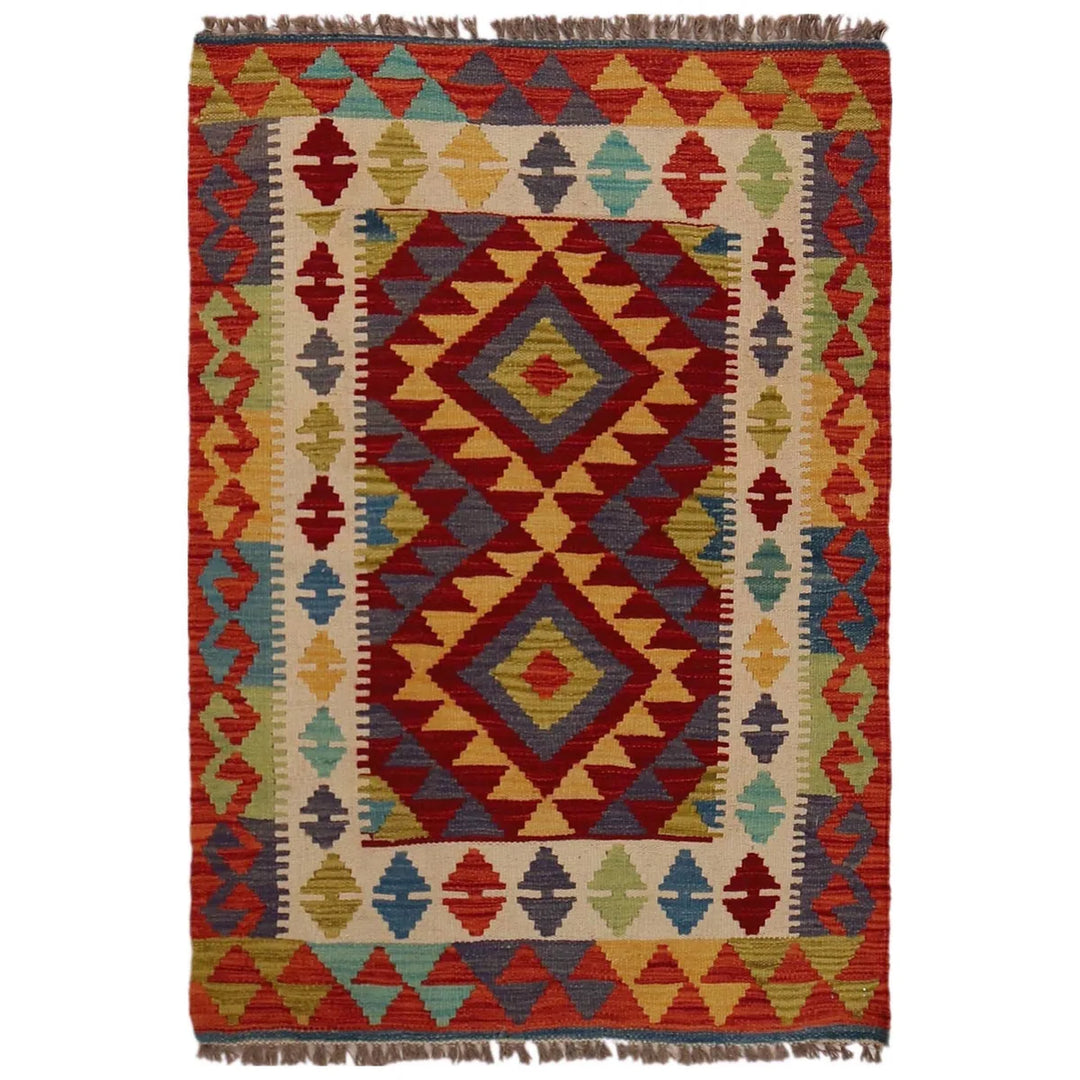 Afghan Vegetable Kilim Rug 2' 9" x 4' 0" Flat-Weave | No. AL23625