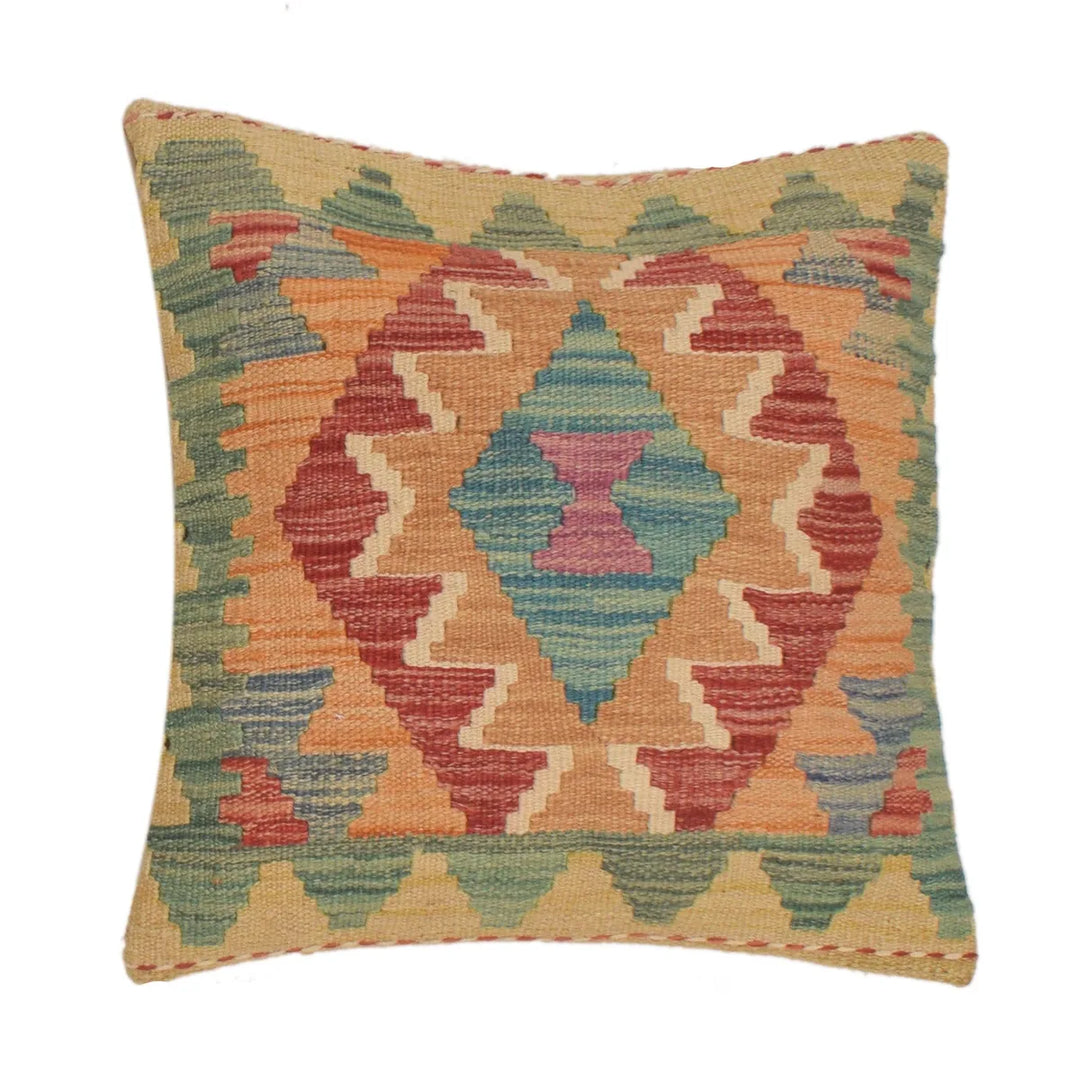 Afghan Turkish Design Cushion 1' 6" x 1' 5" Flat-Weave | No. AL23640