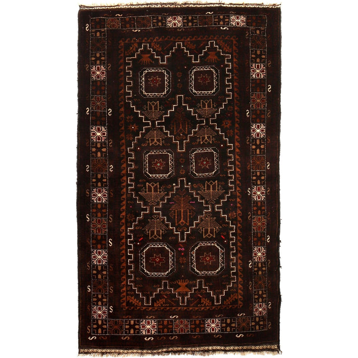 Afghan Baluchi Rug 3' 8" x 6' 7" Hand-Knotted | No. AL23665