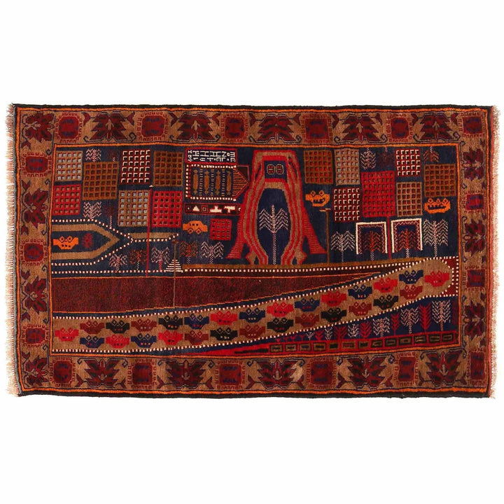 Afghan Geometric Rug 4' 2" x 6' 8" Hand-Knotted | No. AL23711