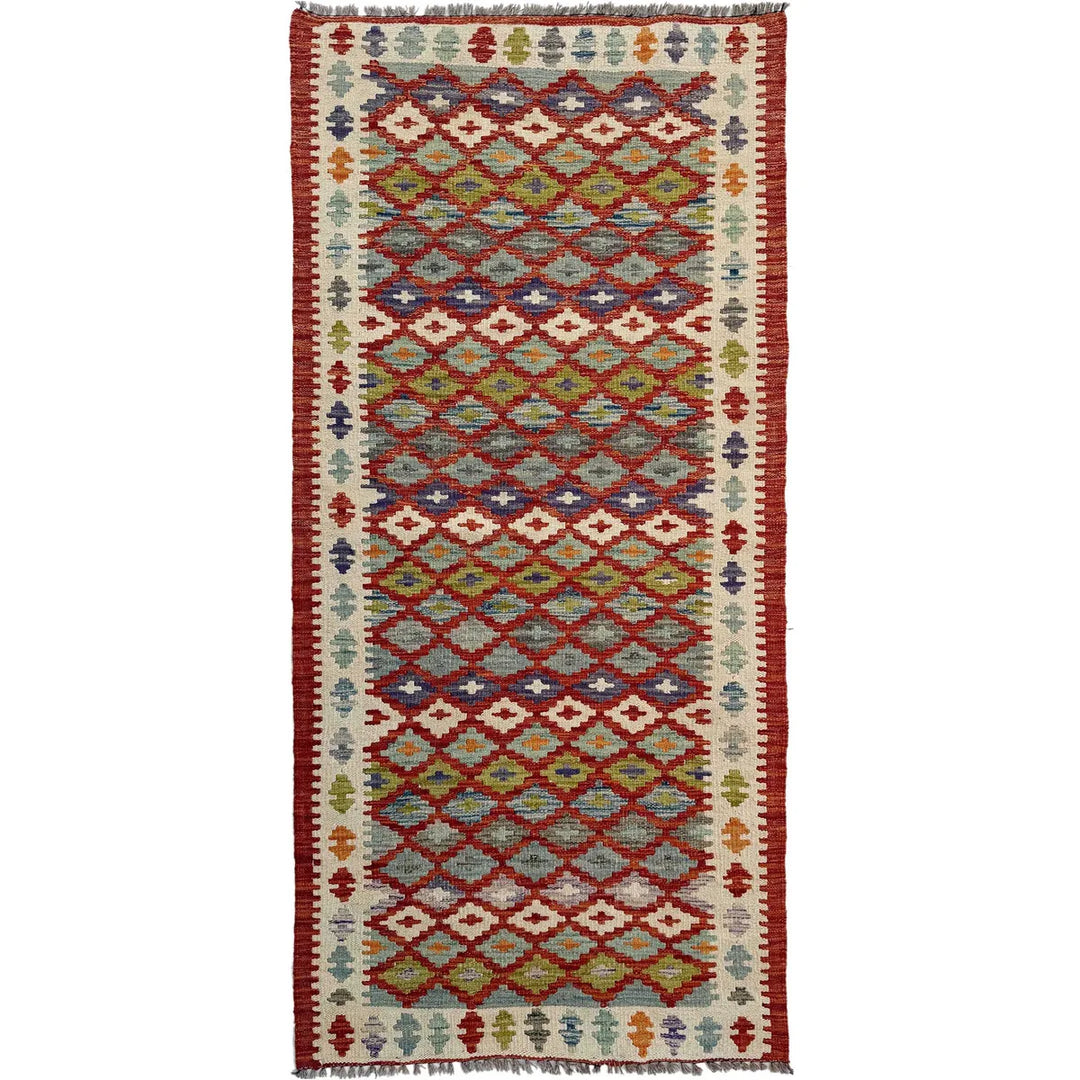 Afghan Vegetable Kilim Rug 2' 7" x 6' 6" Flat-Weave | No. AL23715