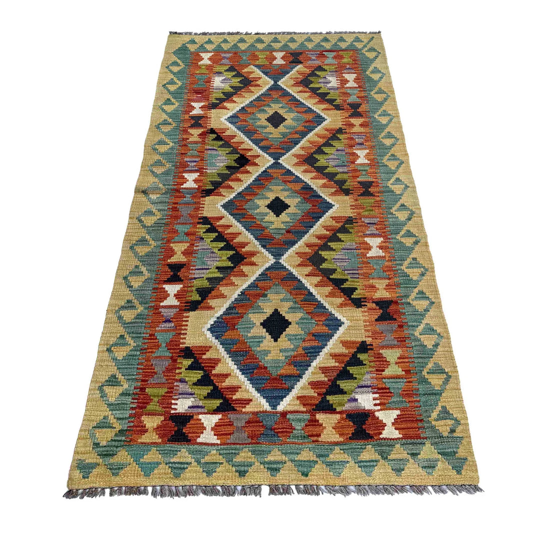 Afghan Vegetable Kilim Rug 2' 7" x 6' 1" Flat-Weave | No. AL23739