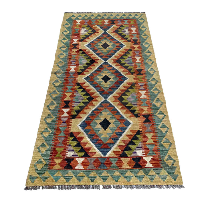 Afghan Vegetable Kilim Rug 2' 7" x 6' 1" Flat-Weave | No. AL23739