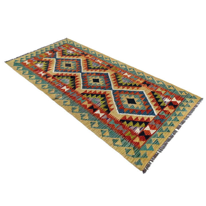 Afghan Vegetable Kilim Rug 2' 7" x 6' 1" Flat-Weave | No. AL23739