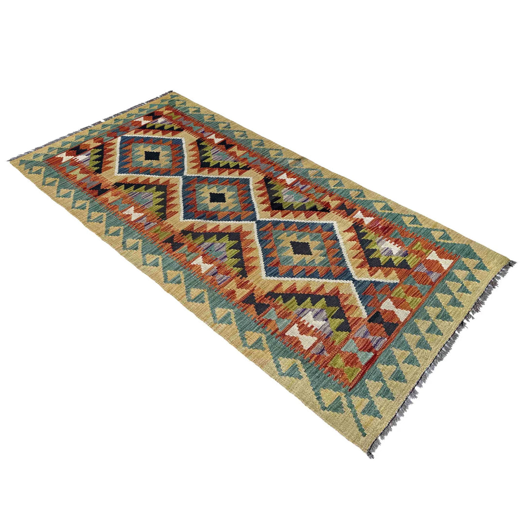Afghan Vegetable Kilim Rug 2' 7" x 6' 1" Flat-Weave | No. AL23739