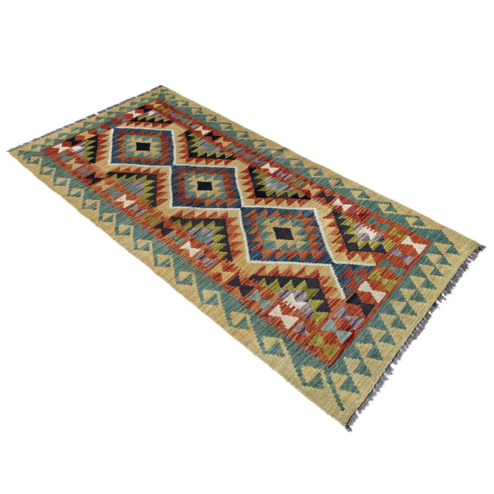 Afghan Vegetable Kilim Rug 2' 7" x 6' 1" Flat-Weave | No. AL23739