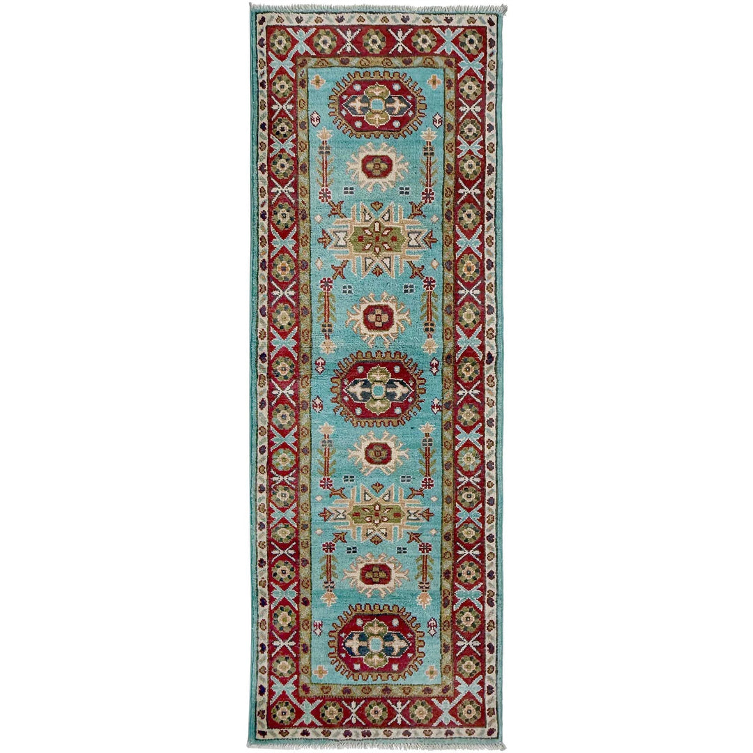 Blue Afghan Kazak Rug 1' 10" x 5' 7" Hand-Knotted | No. AL23792