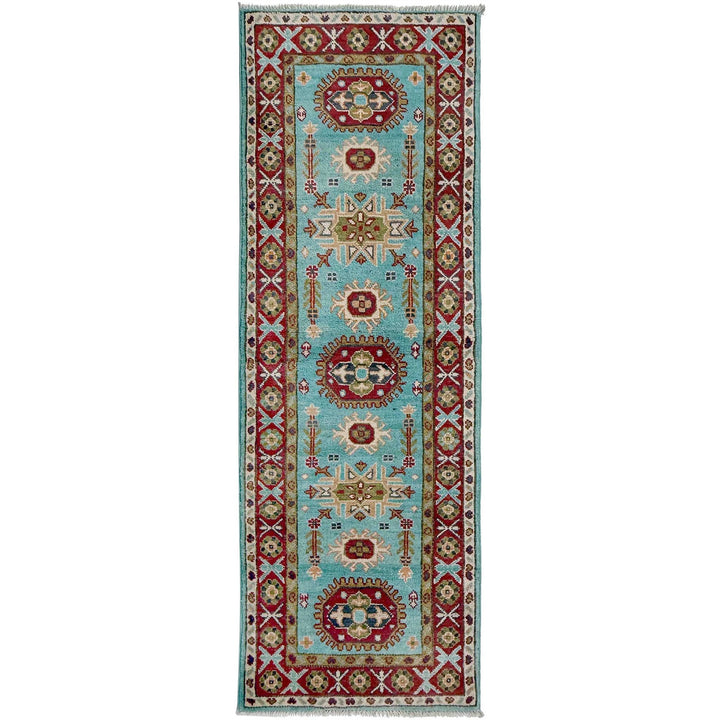 Blue Afghan Kazak Rug 1' 10" x 5' 7" Hand-Knotted | No. AL23792