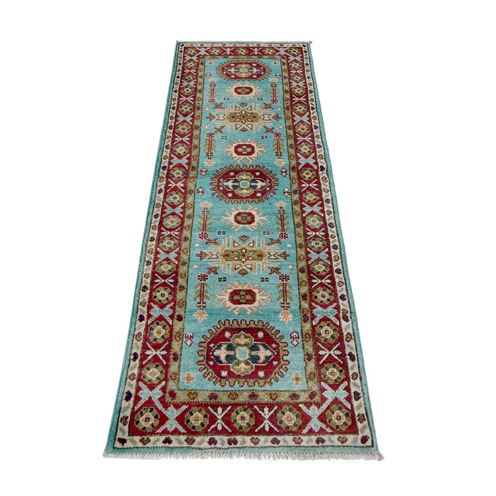 Blue Afghan Kazak Rug 1' 10" x 5' 7" Hand-Knotted | No. AL23792
