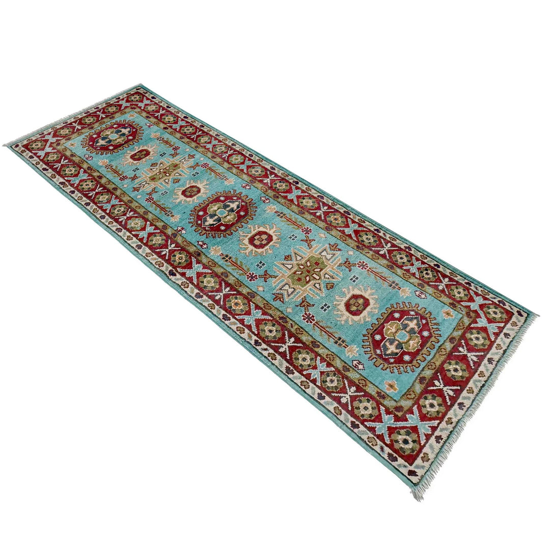 Blue Afghan Kazak Rug 1' 10" x 5' 7" Hand-Knotted | No. AL23792