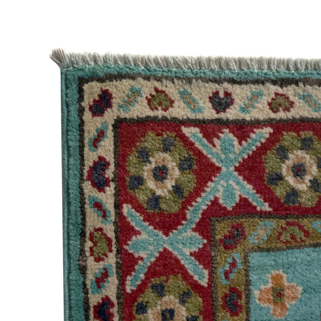 Blue Afghan Kazak Rug 1' 10" x 5' 7" Hand-Knotted | No. AL23792