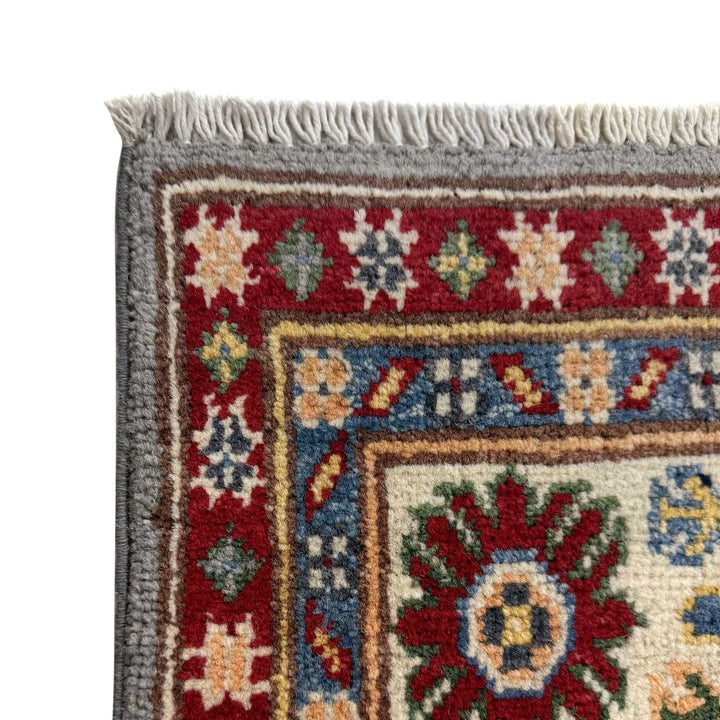 Gray Afghan Kazak Rug 4' 0" x 6' 1" Hand-Knotted | No. AL23844