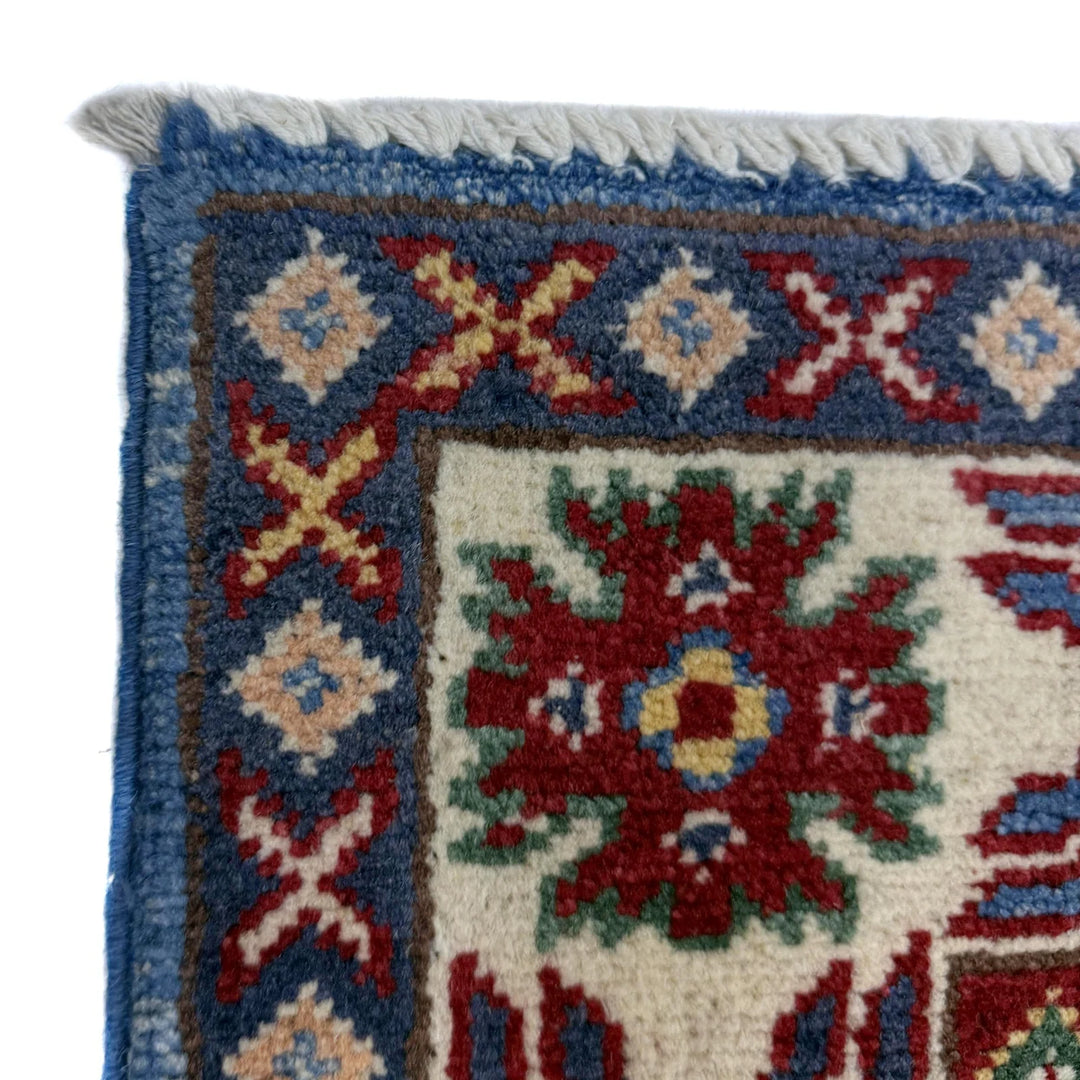 Blue Afghan Kazak Rug 2' 8" x 4' 0" Hand-Knotted | No. AL23855