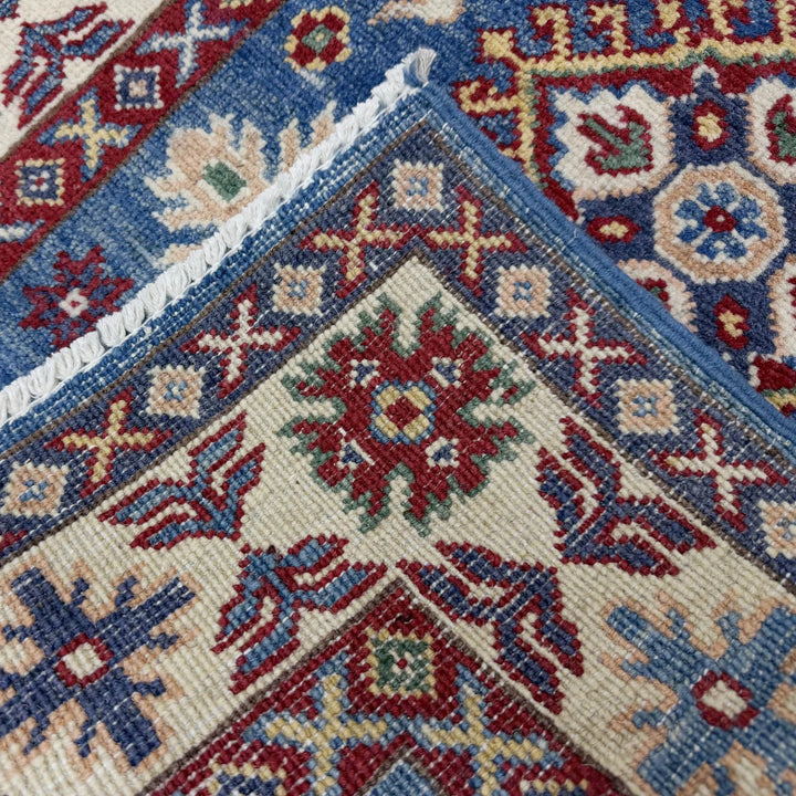 Blue Afghan Kazak Rug 2' 8" x 4' 0" Hand-Knotted | No. AL23855