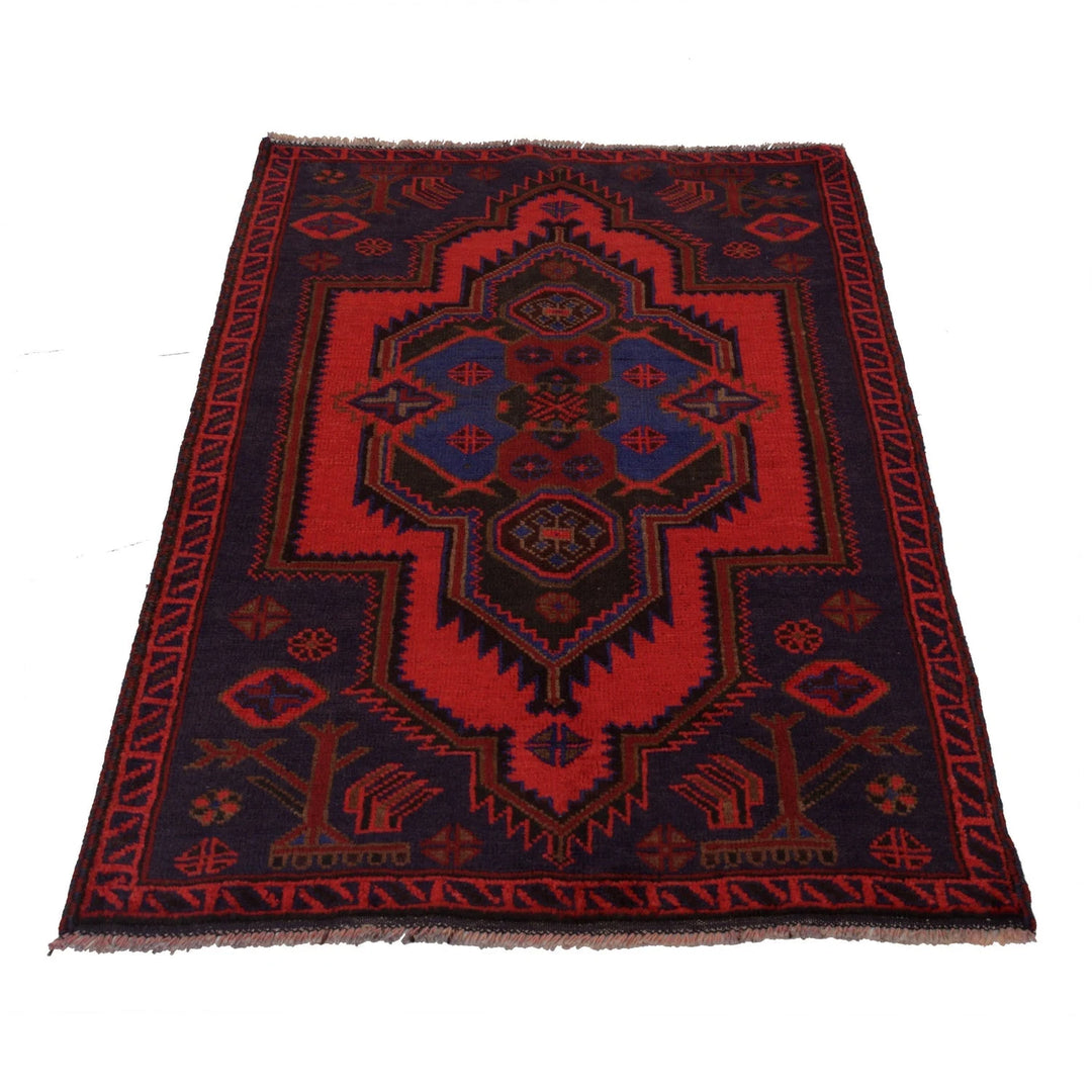 Afghan Baluchi Rug 3' 1" x 4' 9" Hand-Knotted | No. AL23882