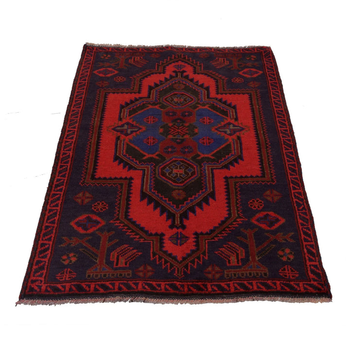 Afghan Baluchi Rug 3' 1" x 4' 9" Hand-Knotted | No. AL23882