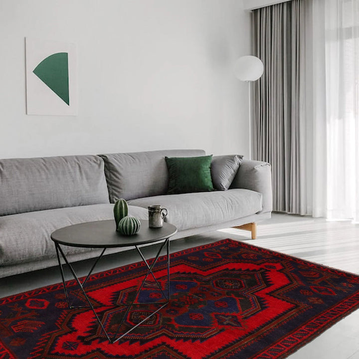 Afghan Baluchi Rug 3' 1" x 4' 9" Hand-Knotted | No. AL23882