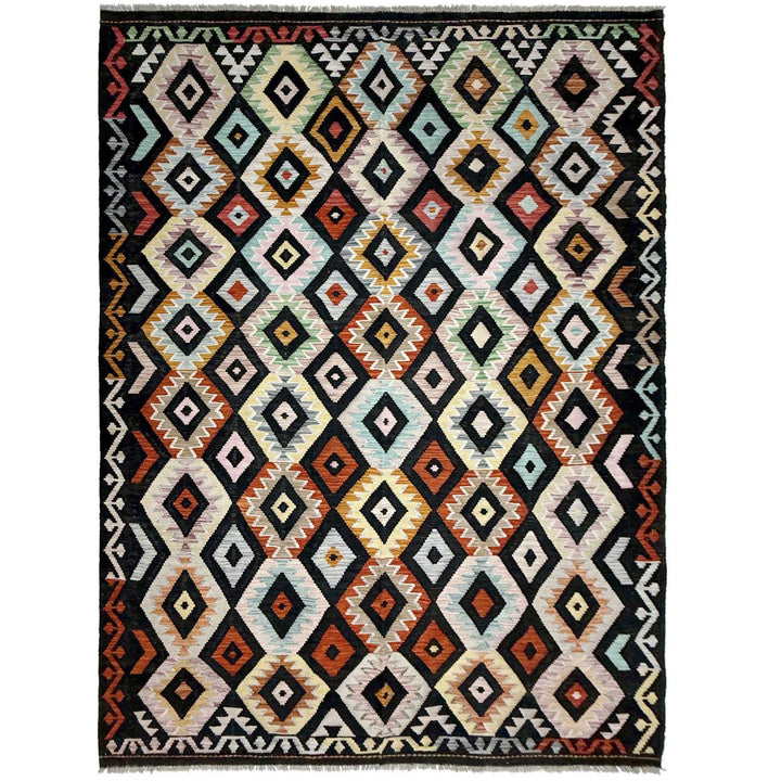 Afghan Vegetable Kilim Rug 6' 4" x 9' 10" Flat-Weave | No. AL238837