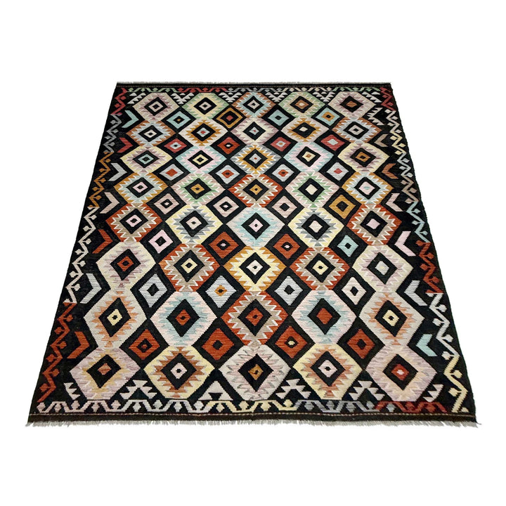 Afghan Vegetable Kilim Rug 6' 4" x 9' 10" Flat-Weave | No. AL238837