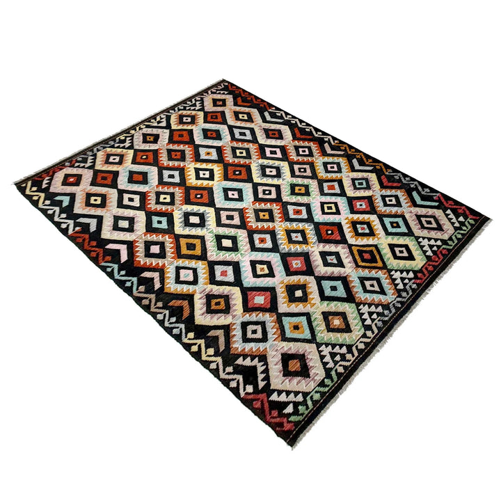 Afghan Vegetable Kilim Rug 6' 4" x 9' 10" Flat-Weave | No. AL238837