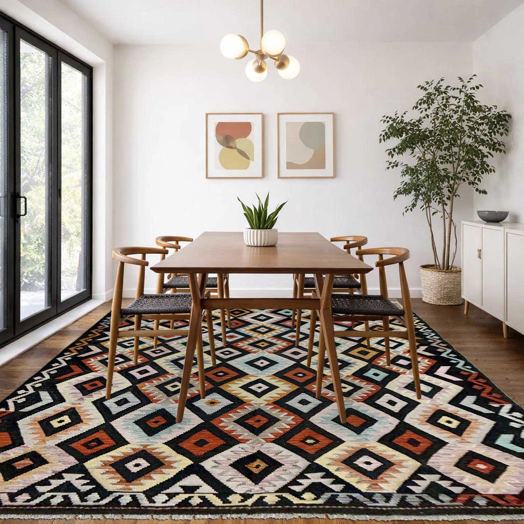 Afghan Vegetable Kilim Rug 6' 4" x 9' 10" Flat-Weave | No. AL238837