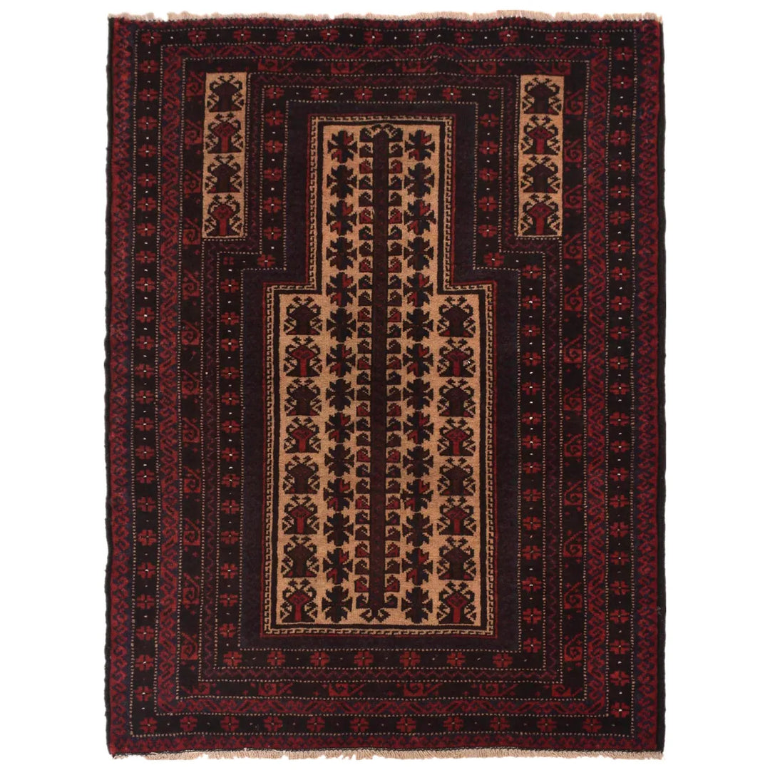 Afghan Prayer Rug 2' 10" x 4' 2" Hand-Knotted | No. AL23903