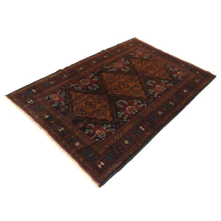 Afghan Baluchi Rug 4' 1" x 6' 1" Hand-Knotted | No. AL23914