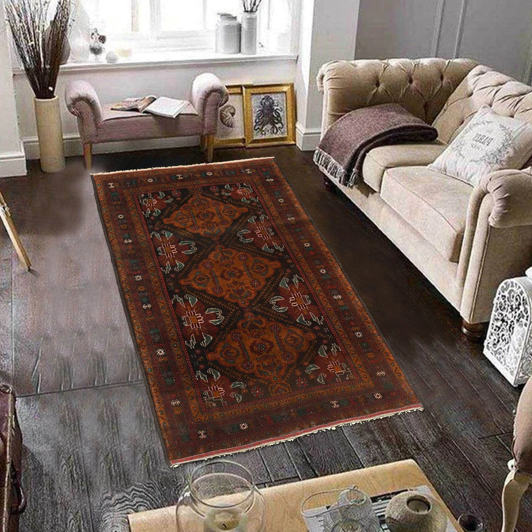 Afghan Baluchi Rug 4' 1" x 6' 1" Hand-Knotted | No. AL23914