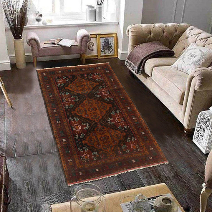 Afghan Baluchi Rug 4' 1" x 6' 1" Hand-Knotted | No. AL23914