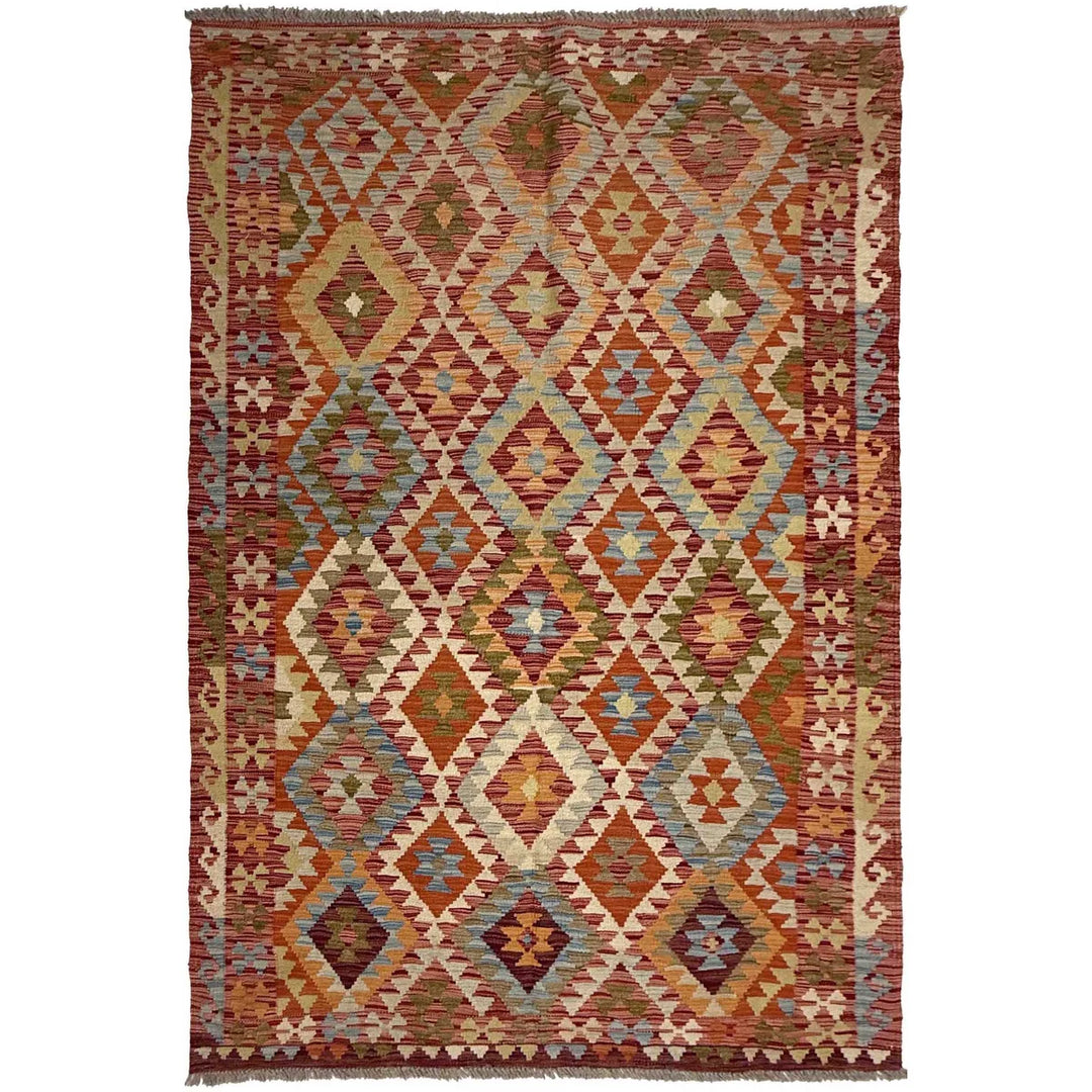 Afghan Kilim Rug 4' 4" x 7' 2" Flat-Weave | No. AL23955
